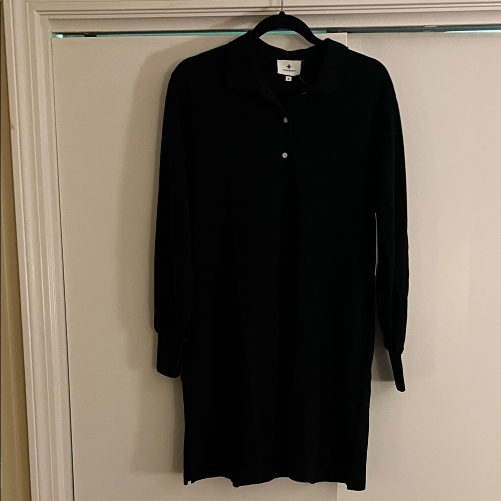 TUCKERNUCK Black Long Sleeve Pique May Polo Dress